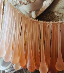 Large Antique French Teardrop Lustres in Pink