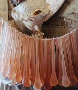 Large Antique French Teardrop Lustres in Pink