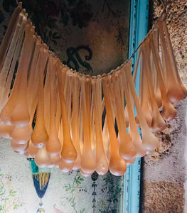 Large Antique French Teardrop Lustres in Pink