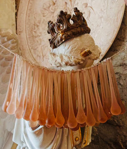 Large Antique French Teardrop Lustres in Pink