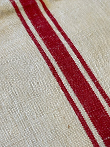 Antique Linen/Hemp Striped Red Striped Torchon