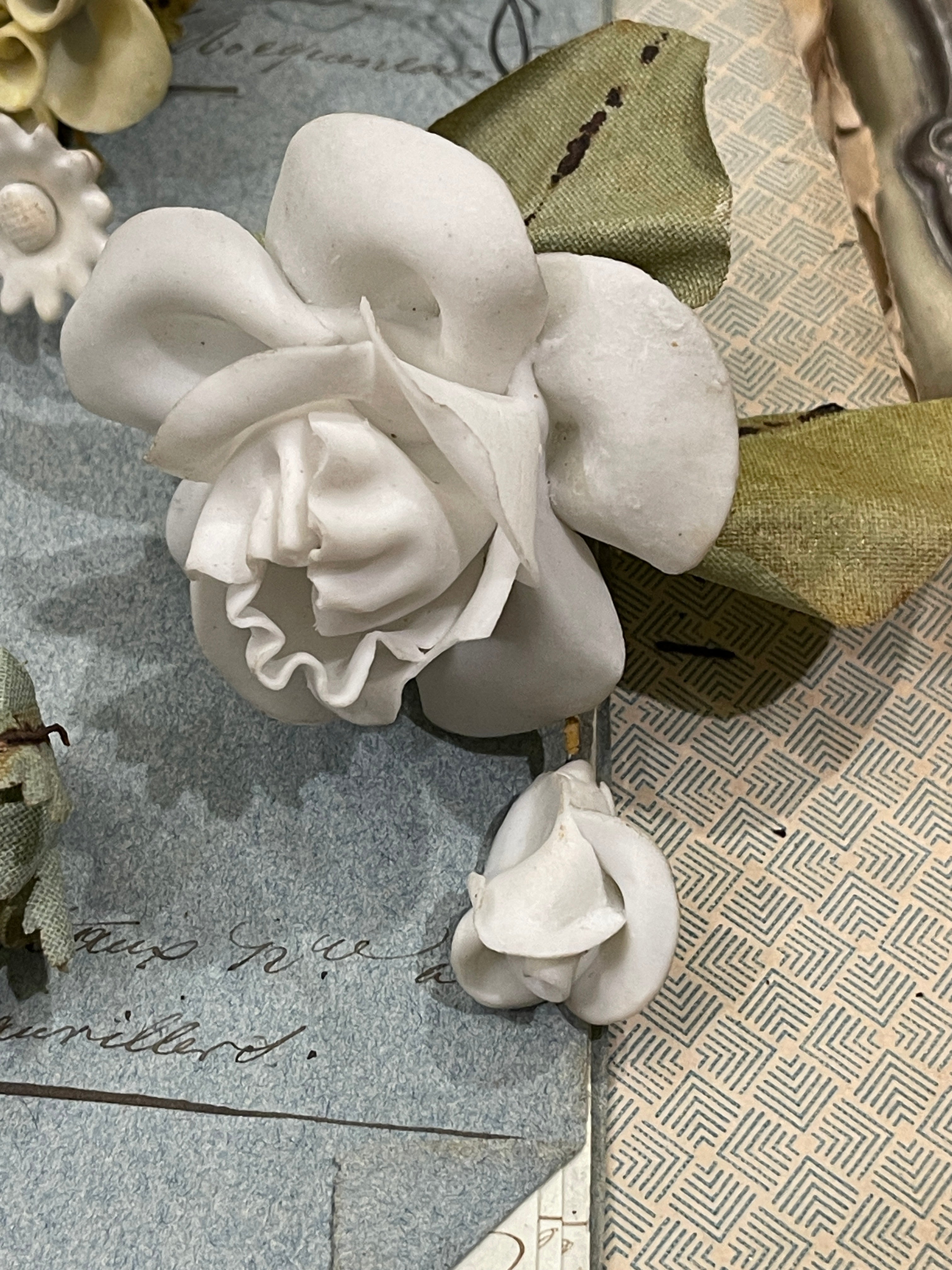 Antique French Porcelain Bisque Flowers - Napoleon III