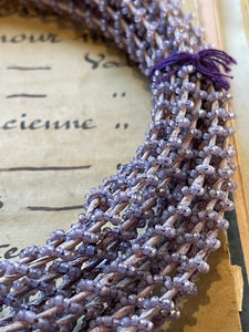 Antique French Purple Glass Beads Roll for Funeral Wreaths & Flowers Making