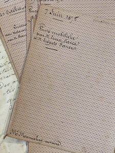 Antique 1870's French Calligraphy Pages in Original Papier Dominote style folders