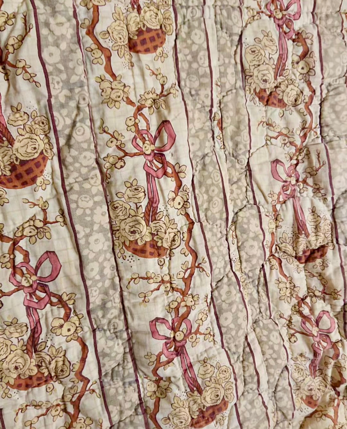 Antique 1800's French Hand Quilted Panel