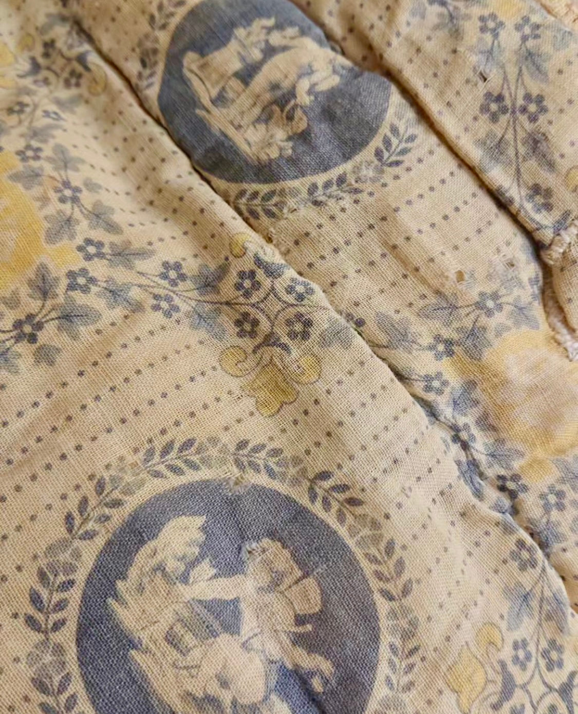 Antique 1800's French Hand Quilted Panel