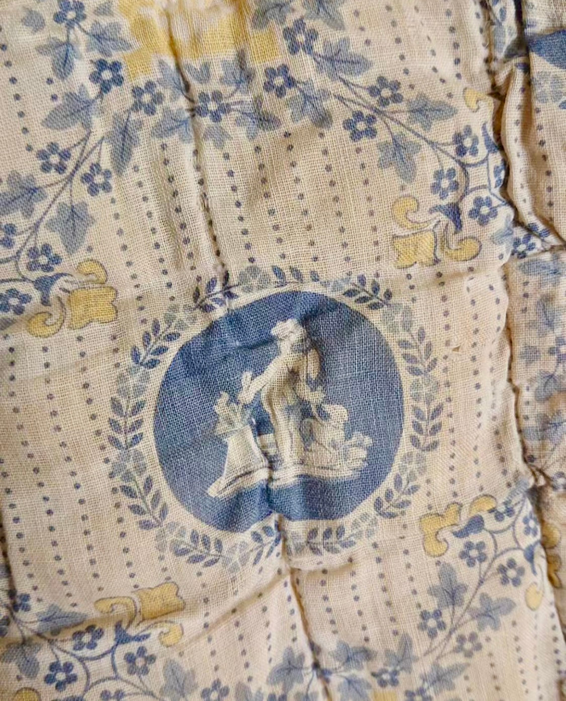 Antique 1800's French Hand Quilted Panel