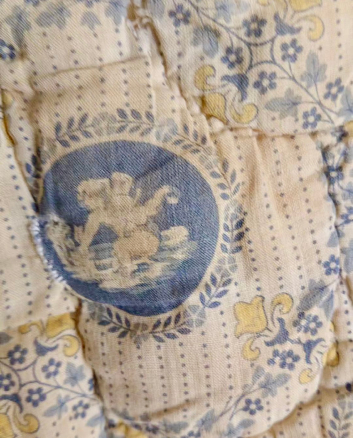 Antique 1800's French Hand Quilted Panel