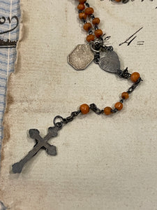 Tiny Antique French Rosary with extra medal - ROS10