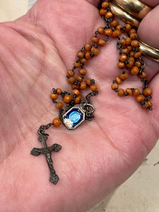 Tiny Antique French Rosary with extra medal - ROS10