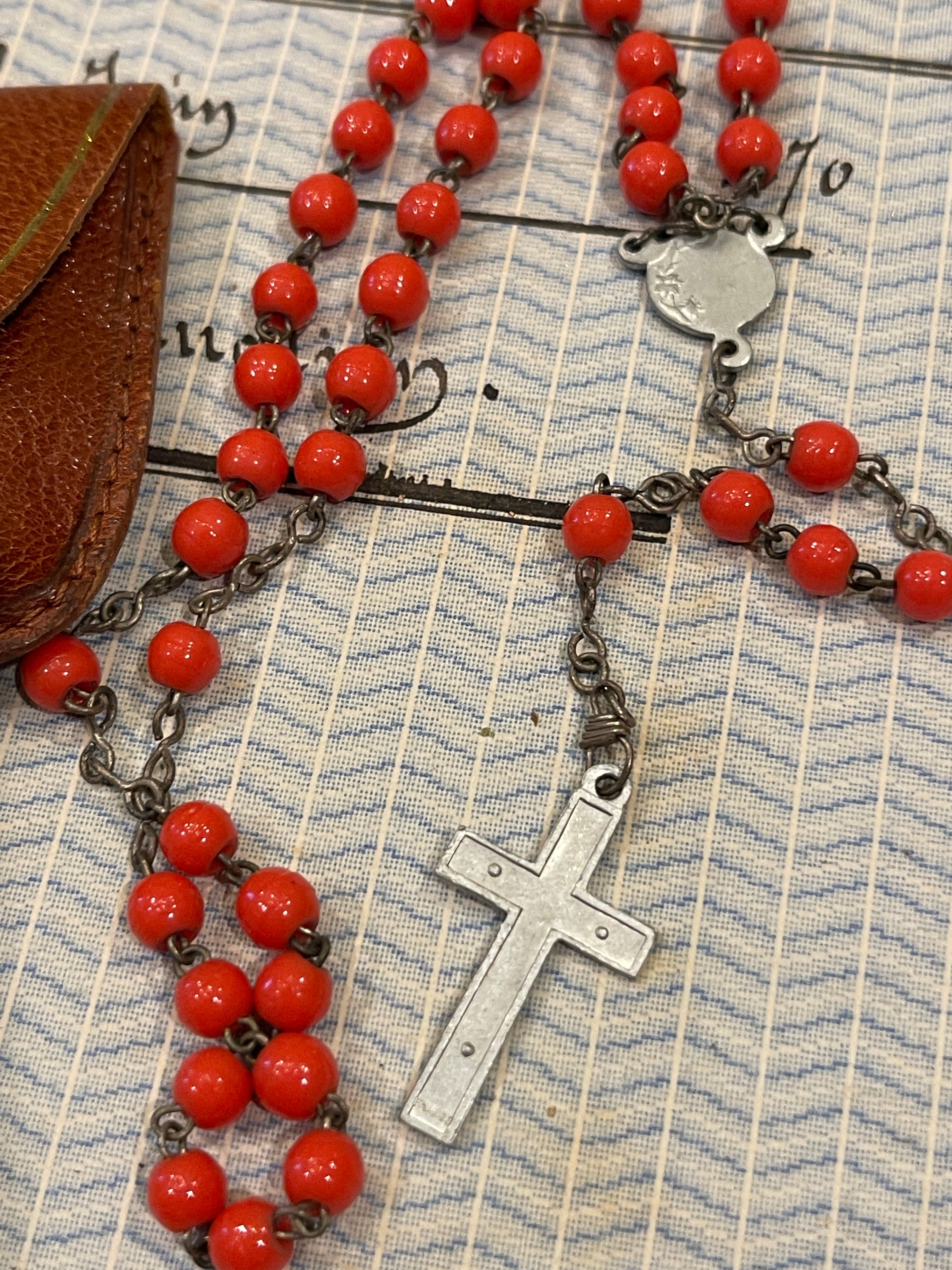 Antique French Rosary in case  - ROS15