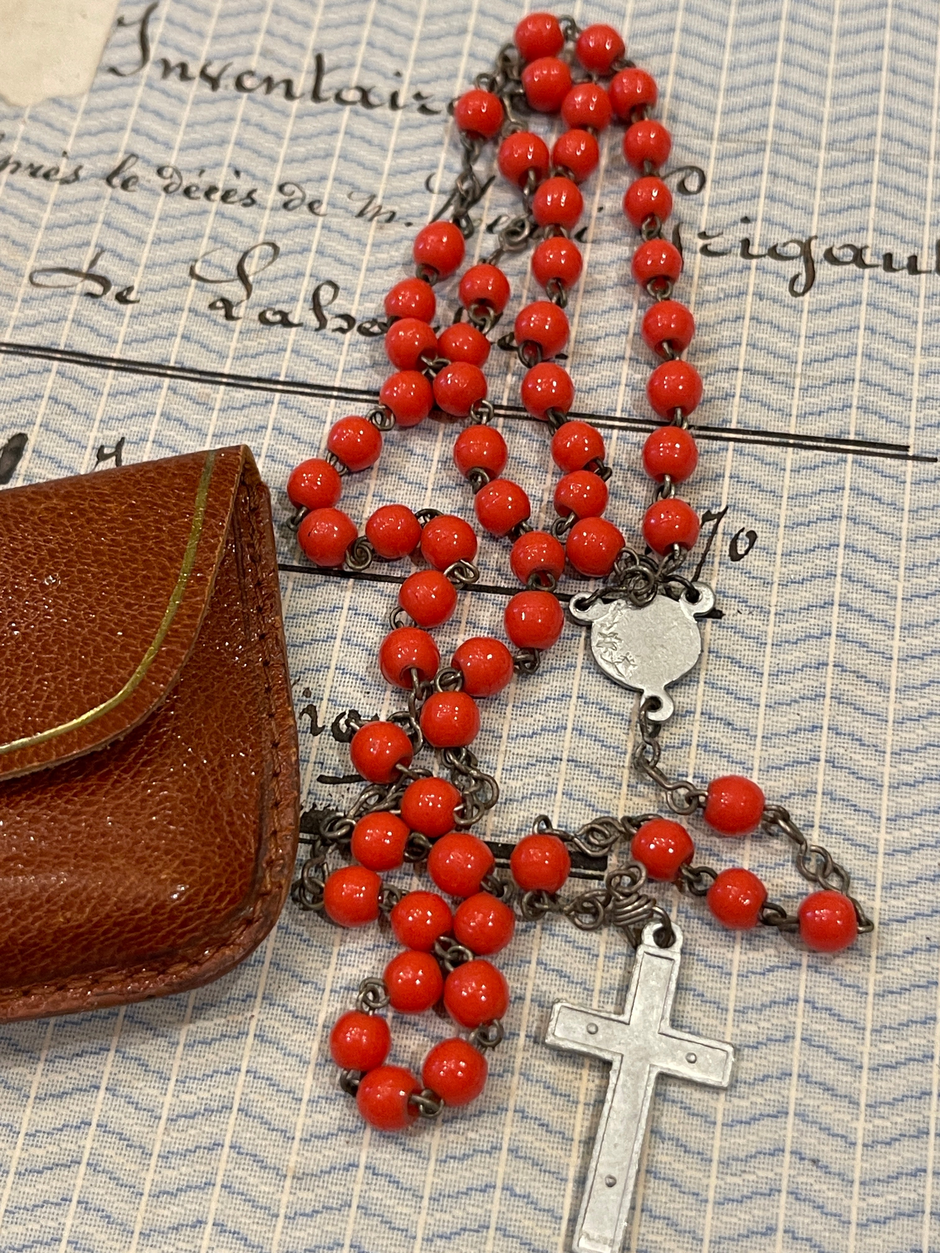 Antique French Rosary in case  - ROS15