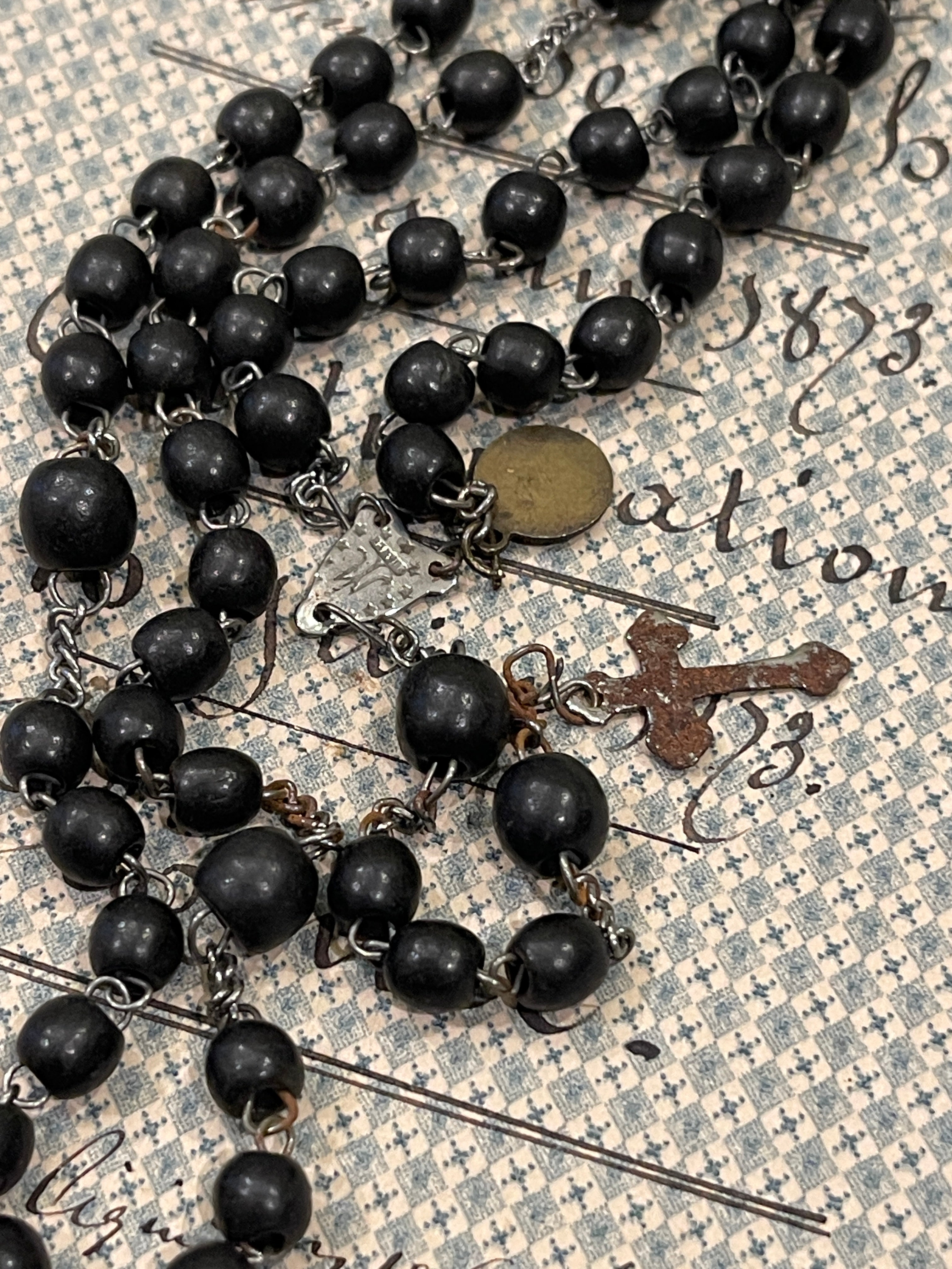 Antique French Rosary and Small Medals - ROS9