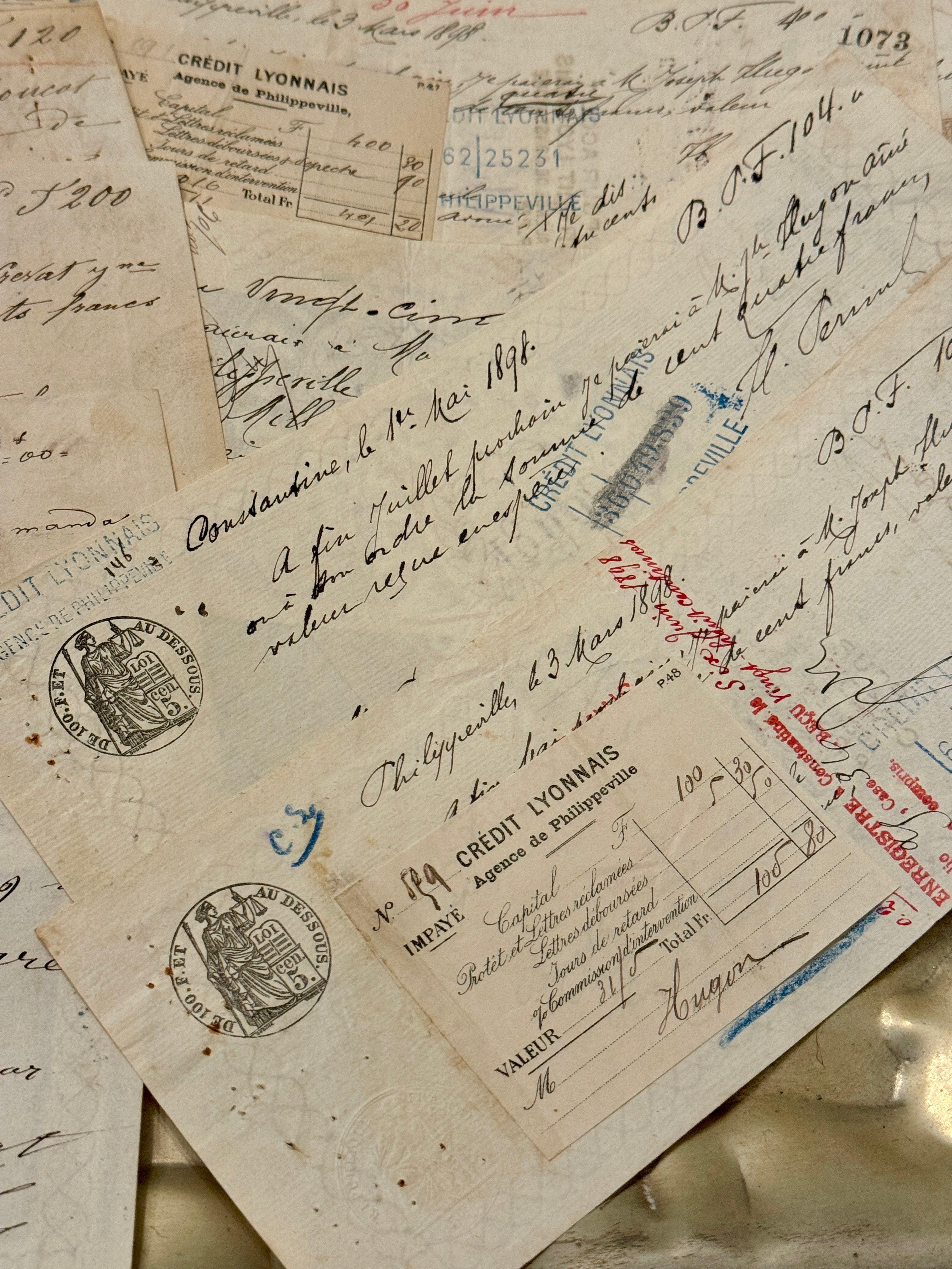 Sets/4 Antique 1800s French Receipts