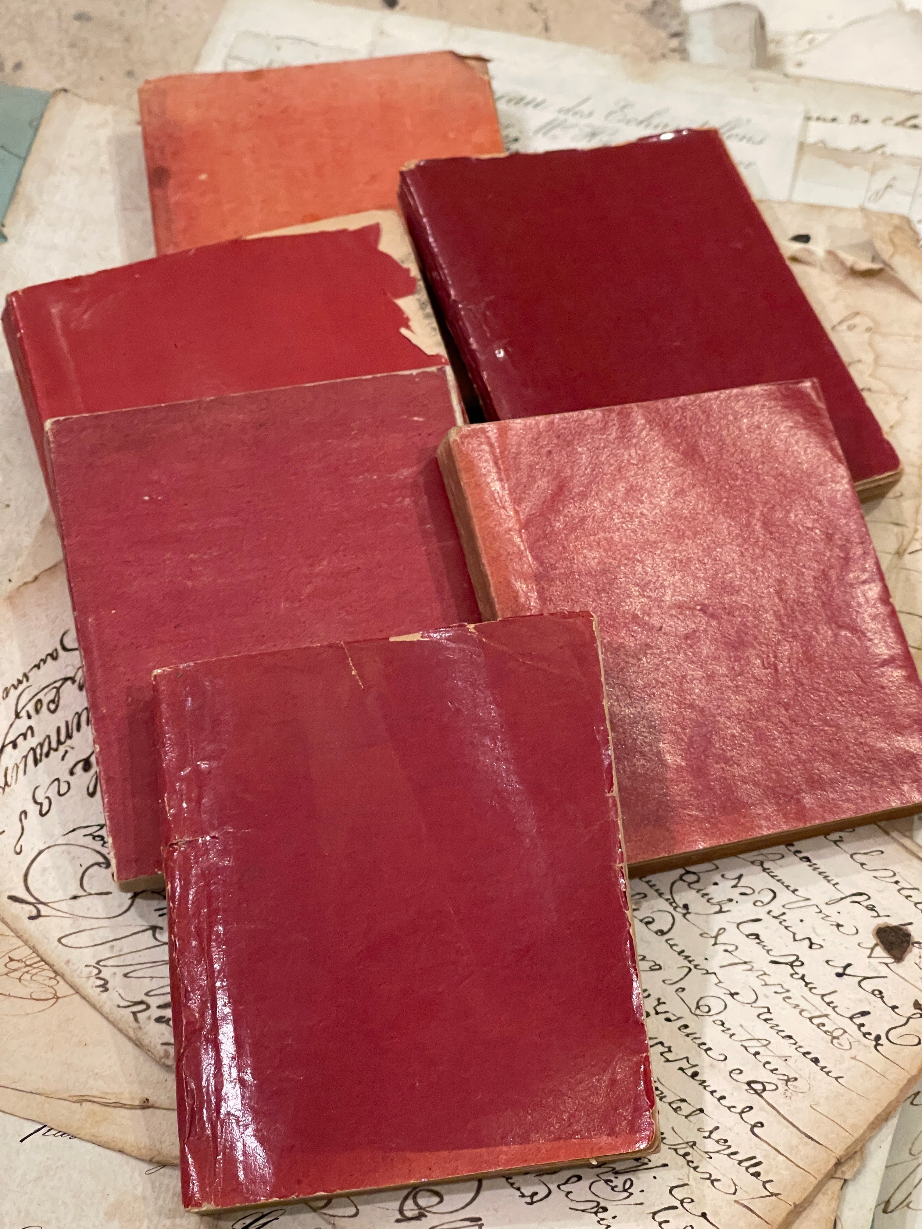 Miniature Antique French Red Almanacs