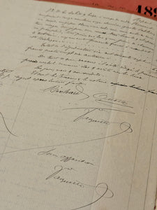 Antique 1890s French Calligraphy Pages in Original Red Folder