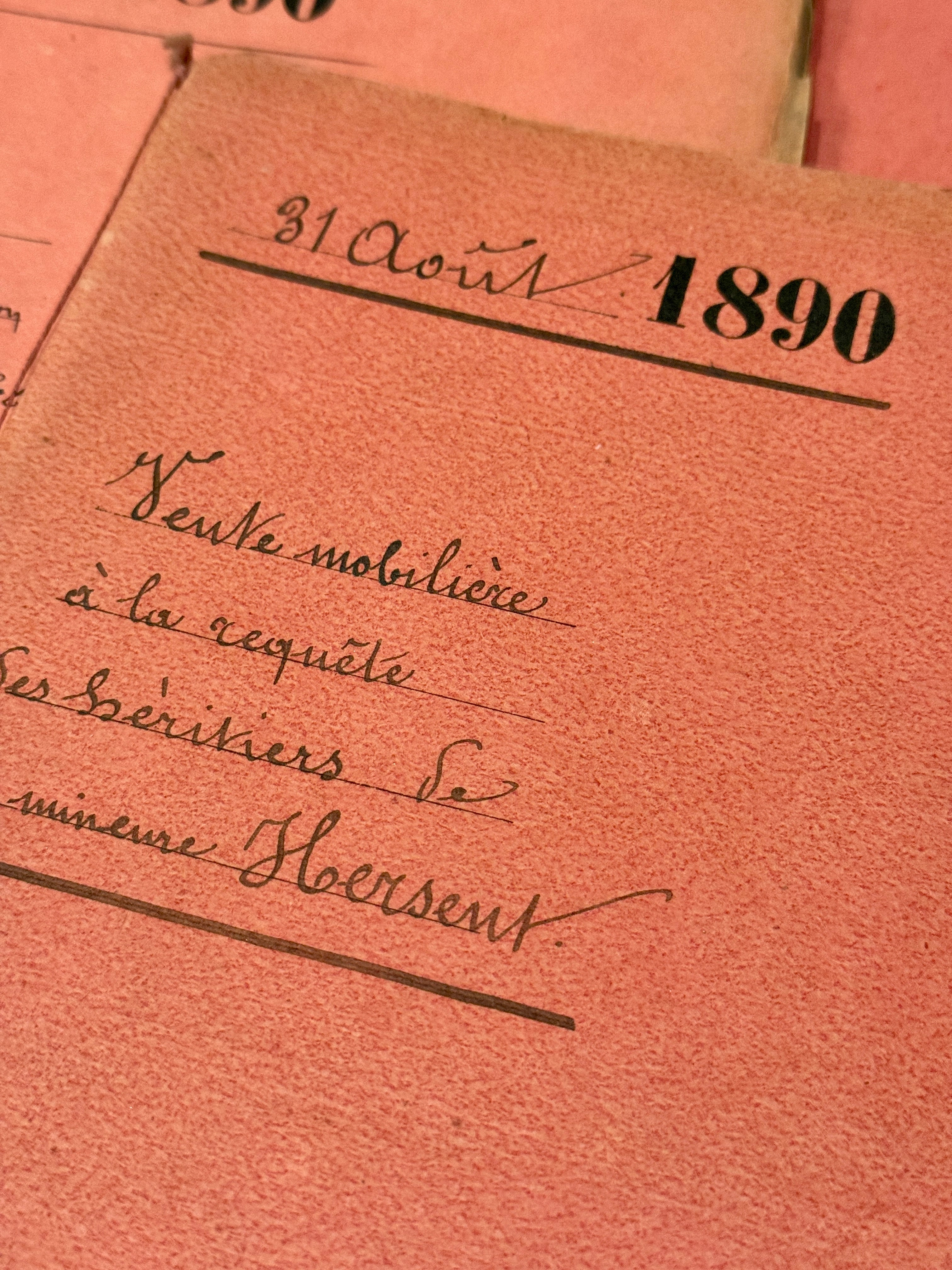 Antique 1890s French Calligraphy Pages in Original Red Folder