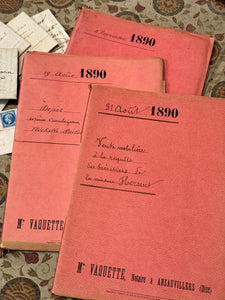 Antique 1890s French Calligraphy Pages in Original Red Folder