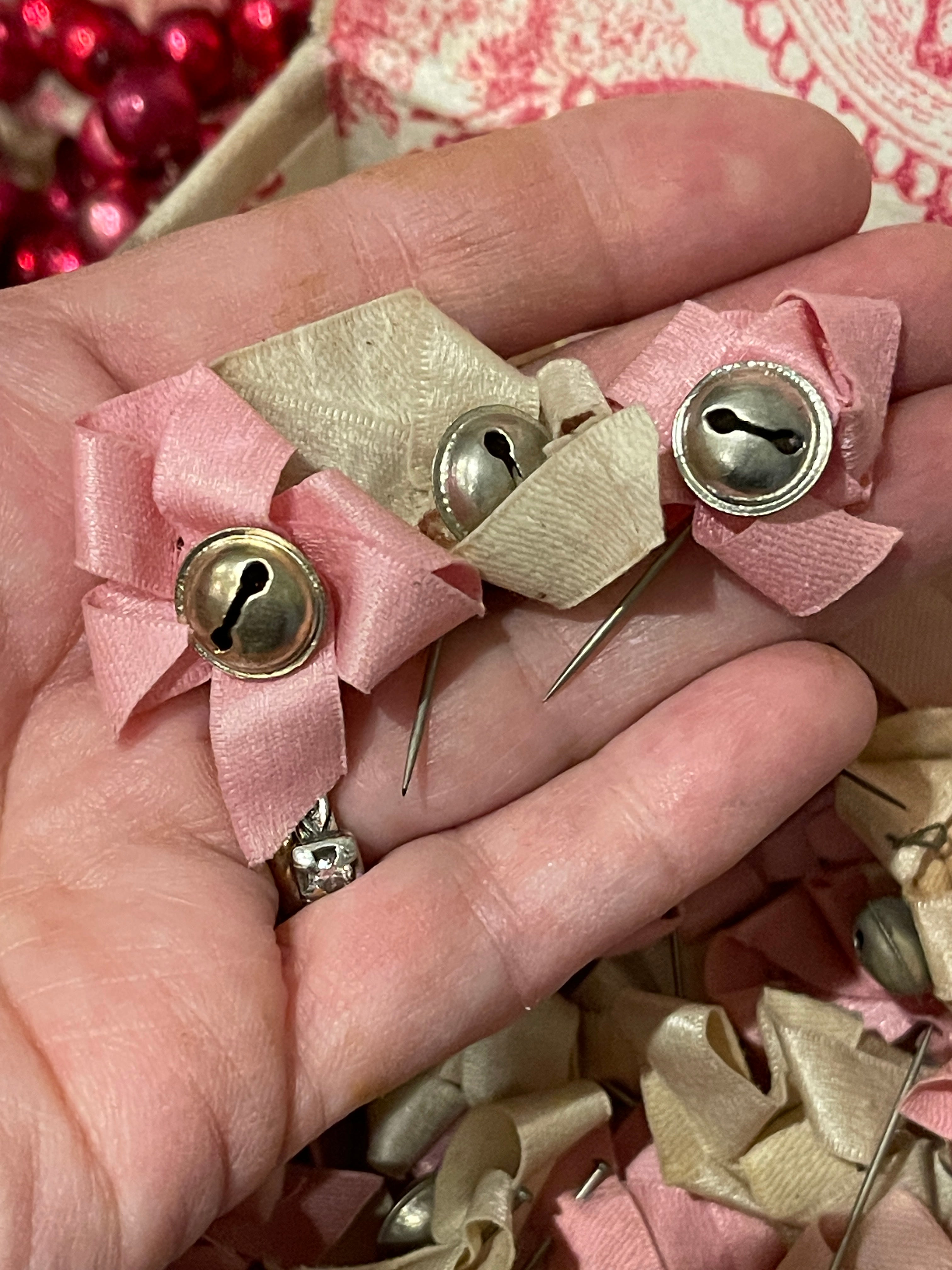 Antique French Ribbon and silver Bells