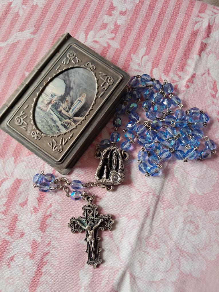 Antique French Communion Box and Rosary