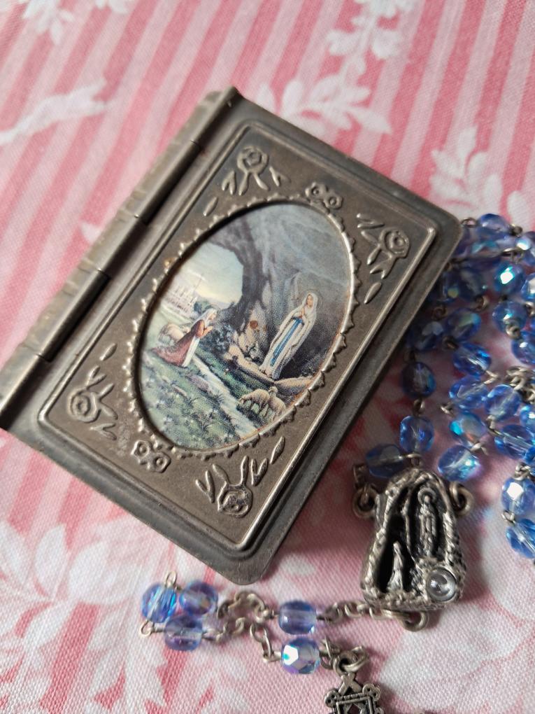 Antique French Communion Box and Rosary