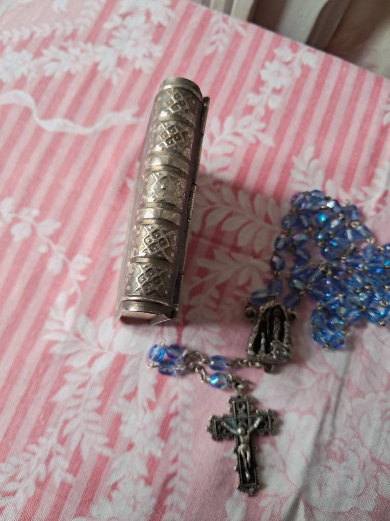 Antique French Communion Box and Rosary
