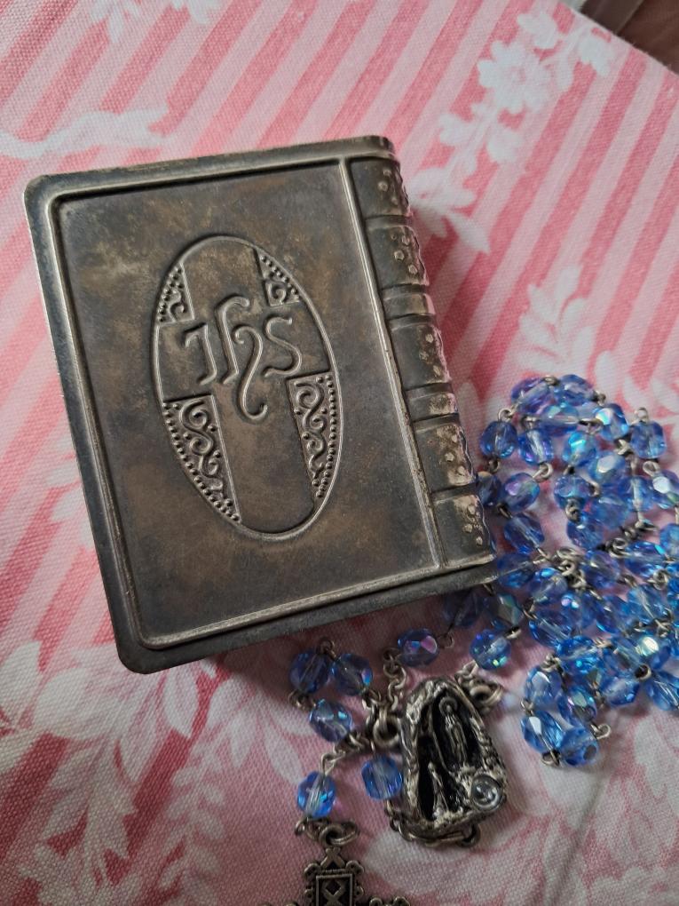 Antique French Communion Box and Rosary