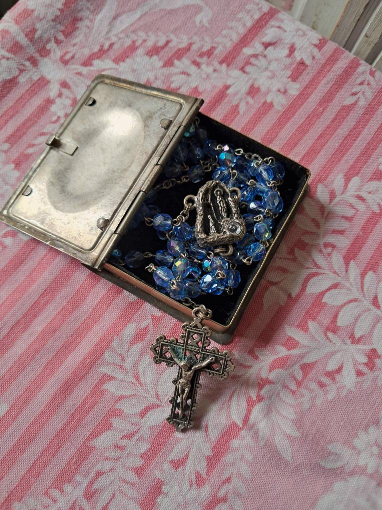Antique French Communion Box and Rosary