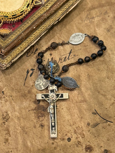 Antique French Rosary Piece with Small Medals - RO8