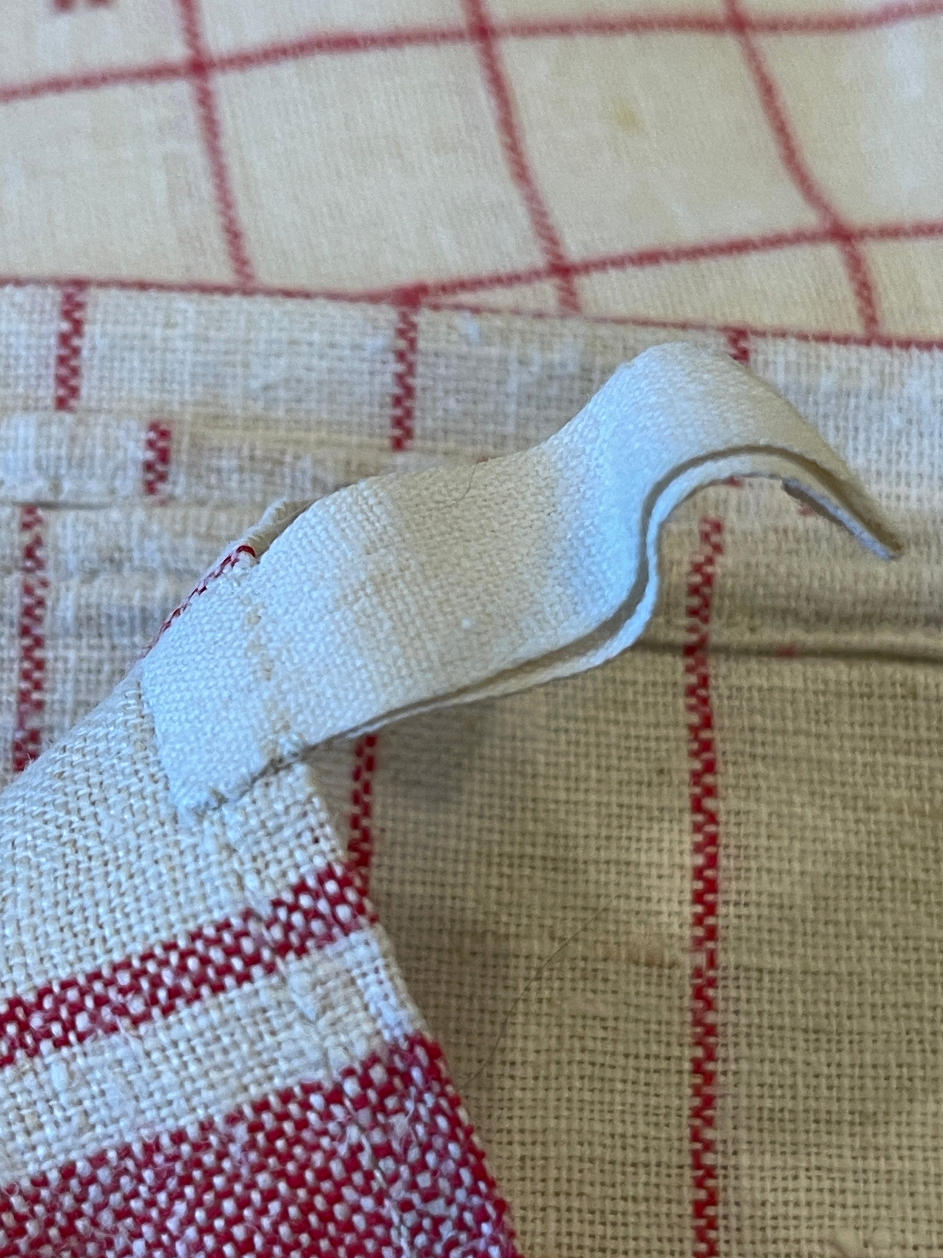 Antique Linen/Hemp Red Striped Torchon from the Farm Stitched FV or RV