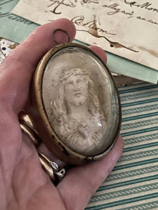 Beautiful Meerschaum 1800's Sacred Heart of Jesus French Religious Icon