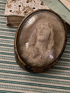 Beautiful Meerschaum 1800's Sacred Heart of Jesus French Religious Icon