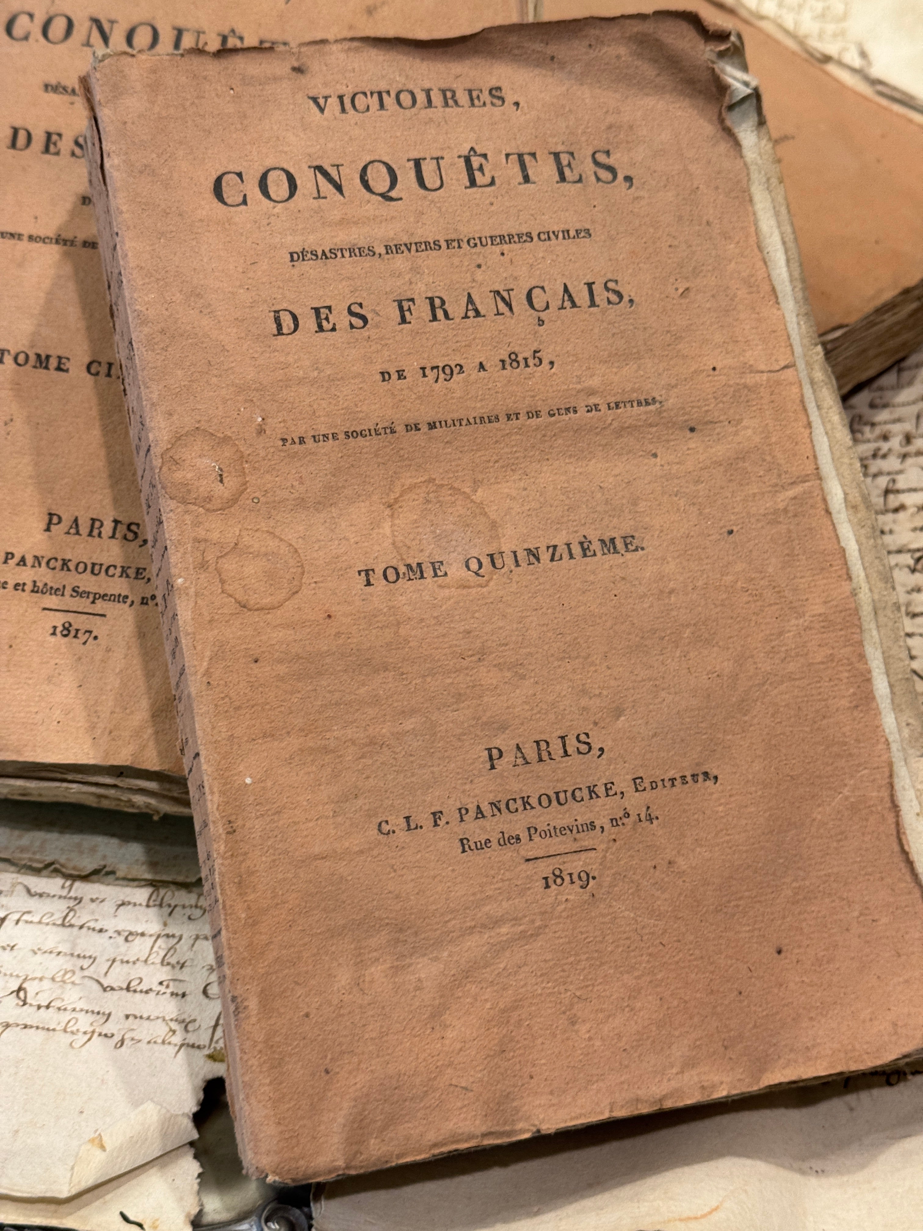 Antique 1810 - 1819 French Pale Salmon Deckled Edge Book
