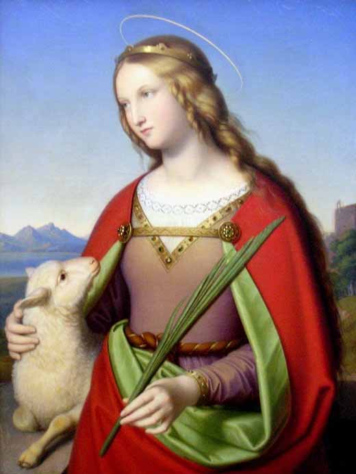 Mid 1800's Antique Italian Relic of St. Agnes