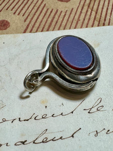 Antique Edwardian Silver Sardonyx Spinning Fob/Seal/Pendant