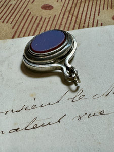 Antique Edwardian Silver Sardonyx Spinning Fob/Seal/Pendant