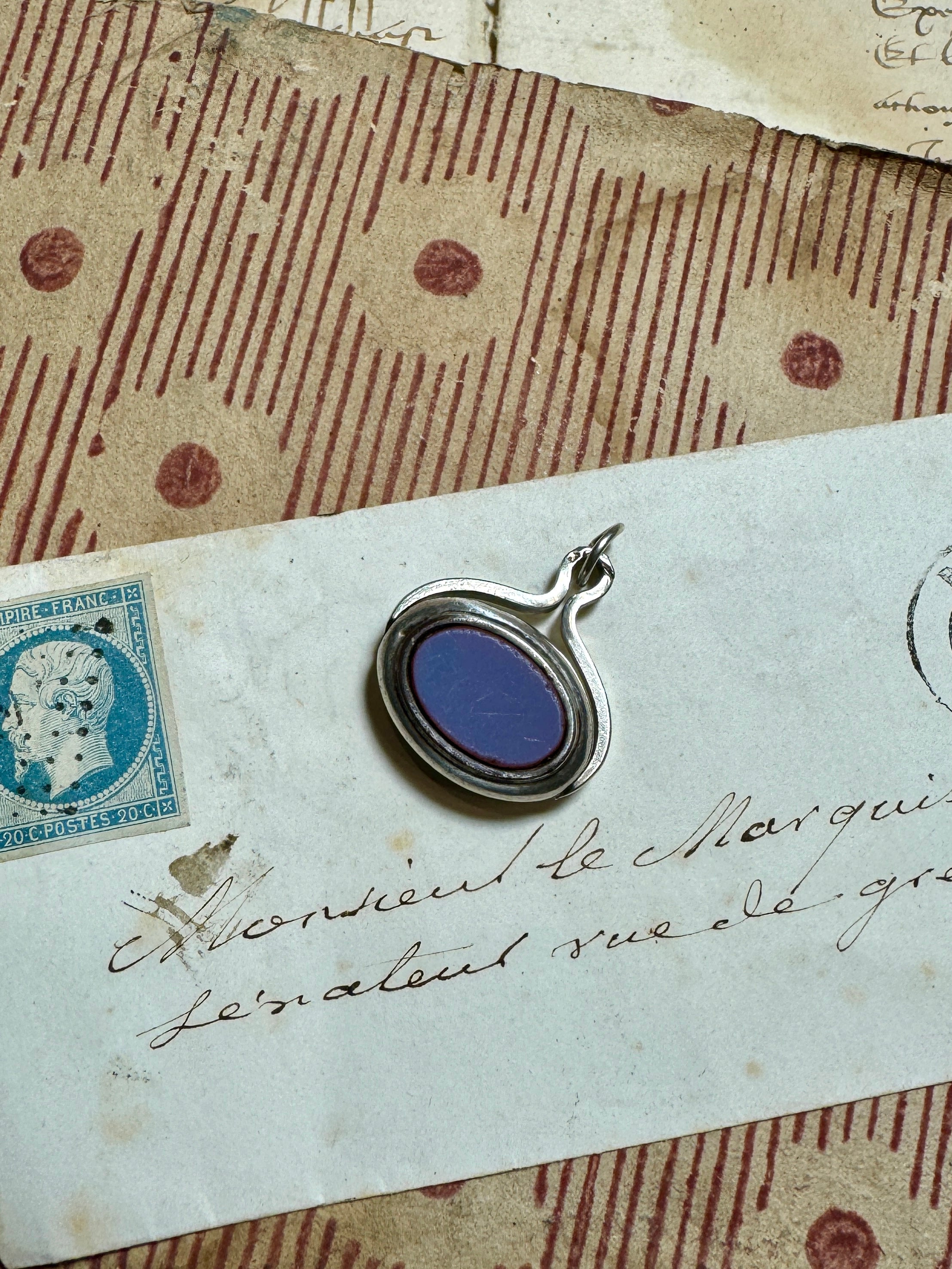 Antique Edwardian Silver Sardonyx Spinning Fob/Seal/Pendant