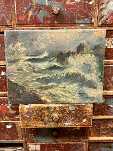 Original 1800s Antique French Nautical Oil Painting