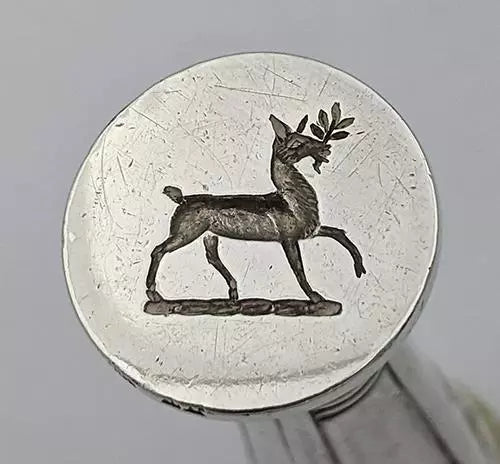 Circa 1910 Norwegian Jugendstil SOLID Silver Deer Intaglio Letter Seal