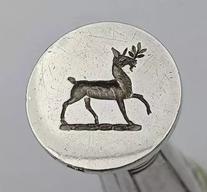 Circa 1910 Norwegian Jugendstil SOLID Silver Deer Intaglio Letter Seal