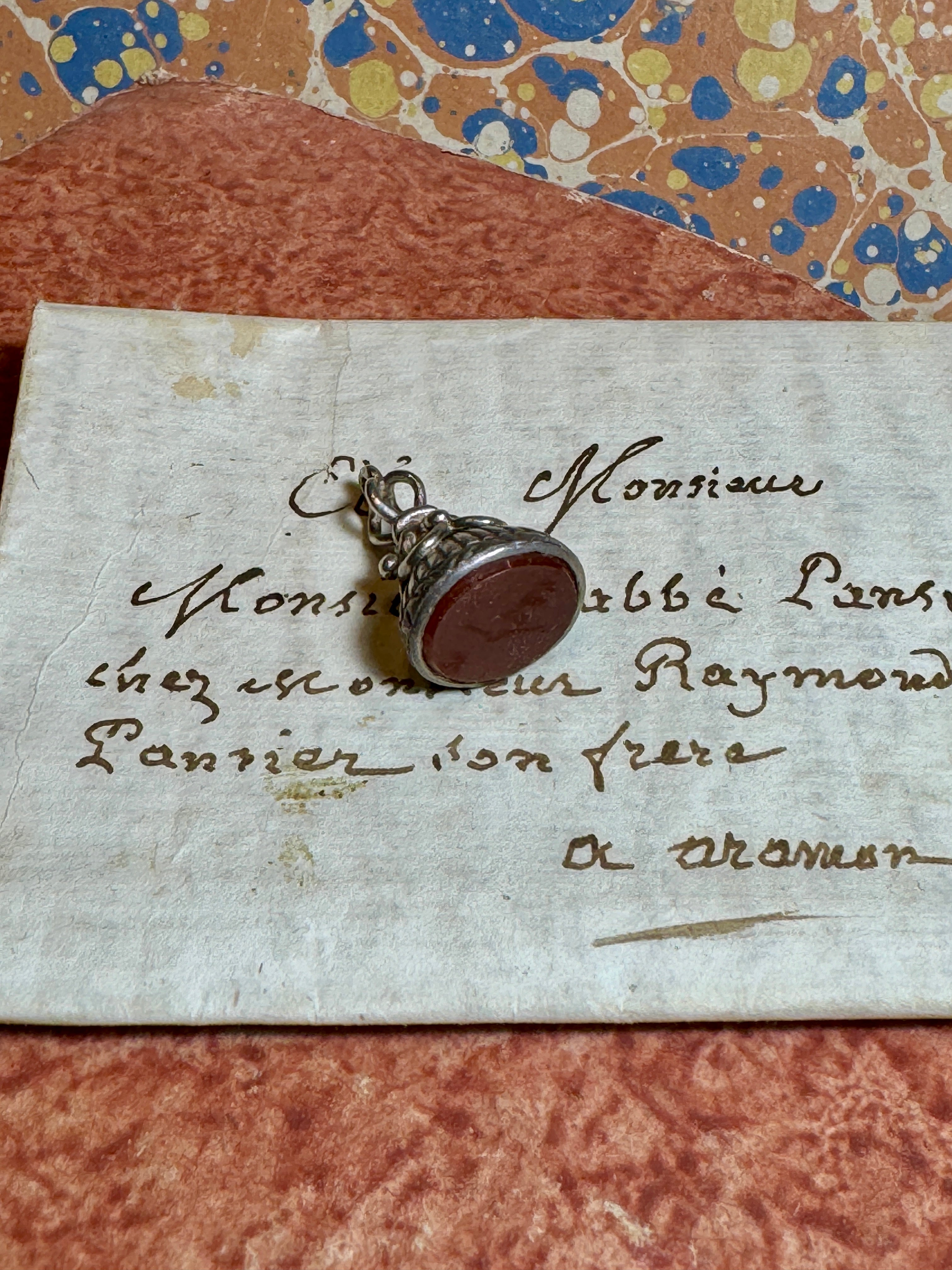 Antique Silver Carnelian Fob/Seal/Pendant