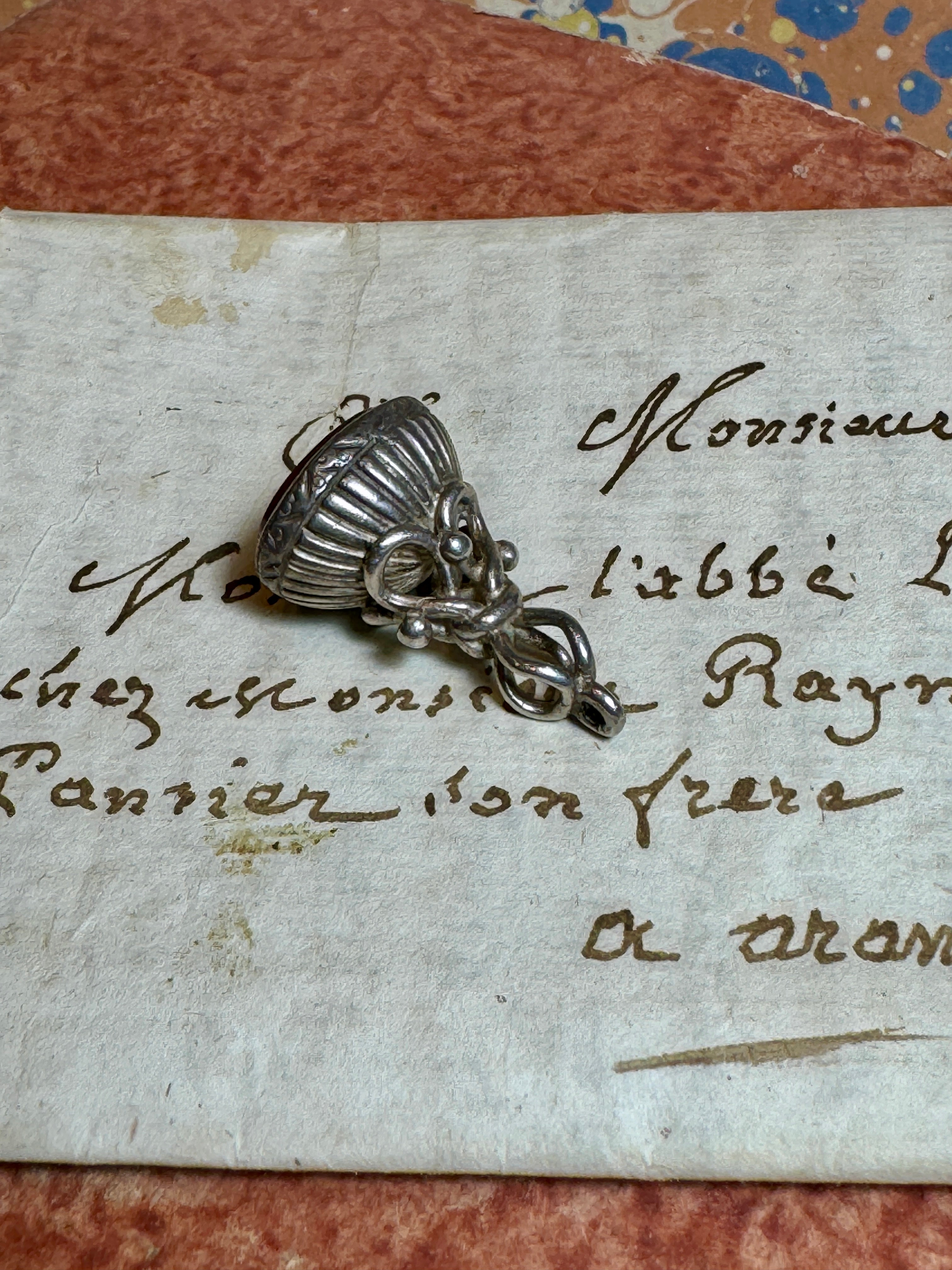 Antique Silver Carnelian Fob/Seal/Pendant