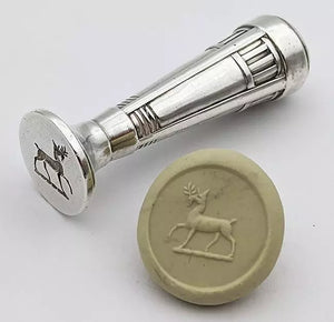 Circa 1910 Norwegian Jugendstil SOLID Silver Deer Intaglio Letter Seal