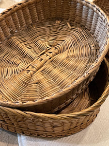 Antique French Bistro Straw Woven Baskets