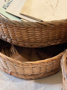Antique French Bistro Straw Woven Baskets