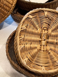 Antique French Bistro Straw Woven Baskets