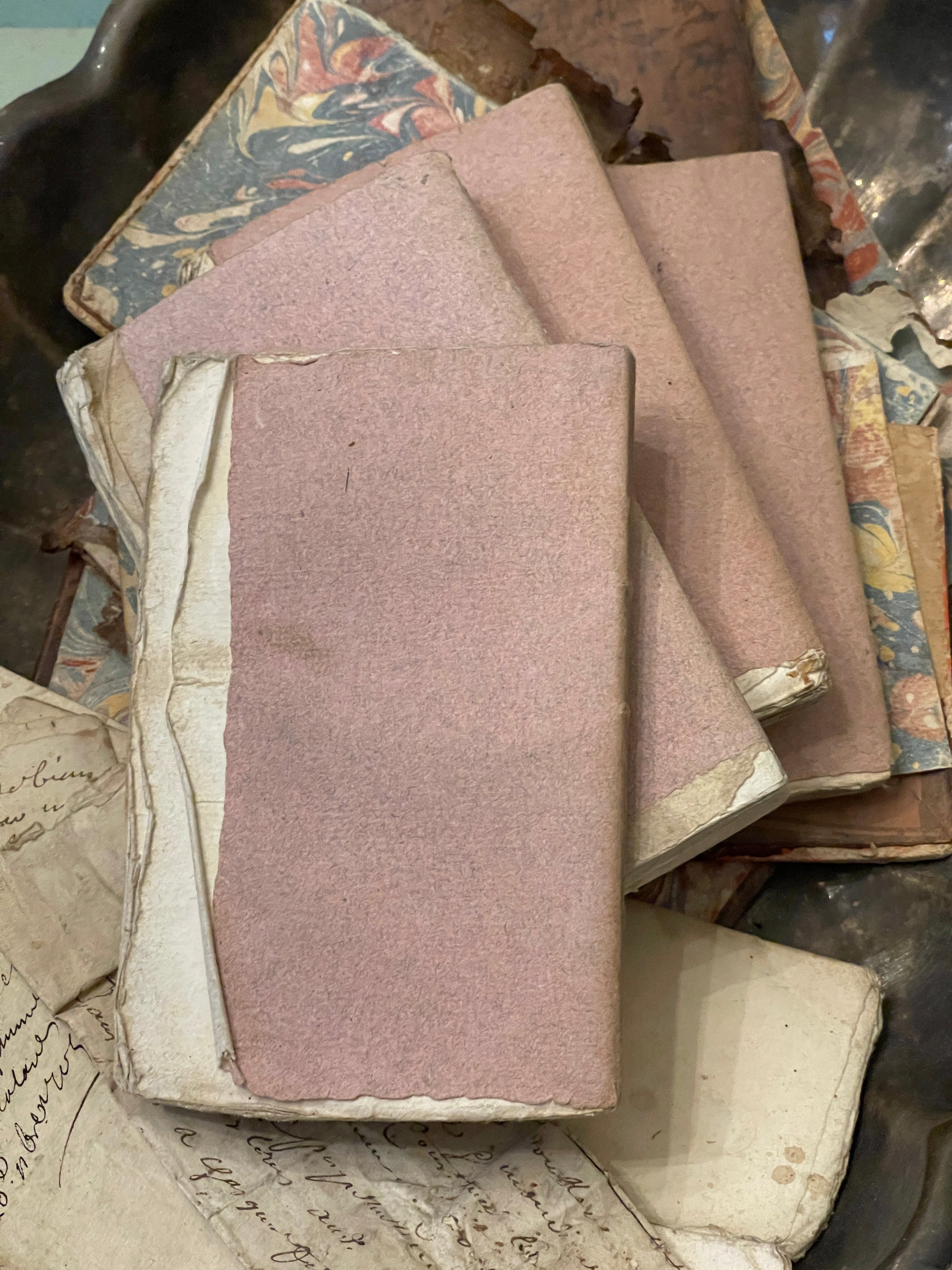 Darling Antique 1700's Pale Pink French Books