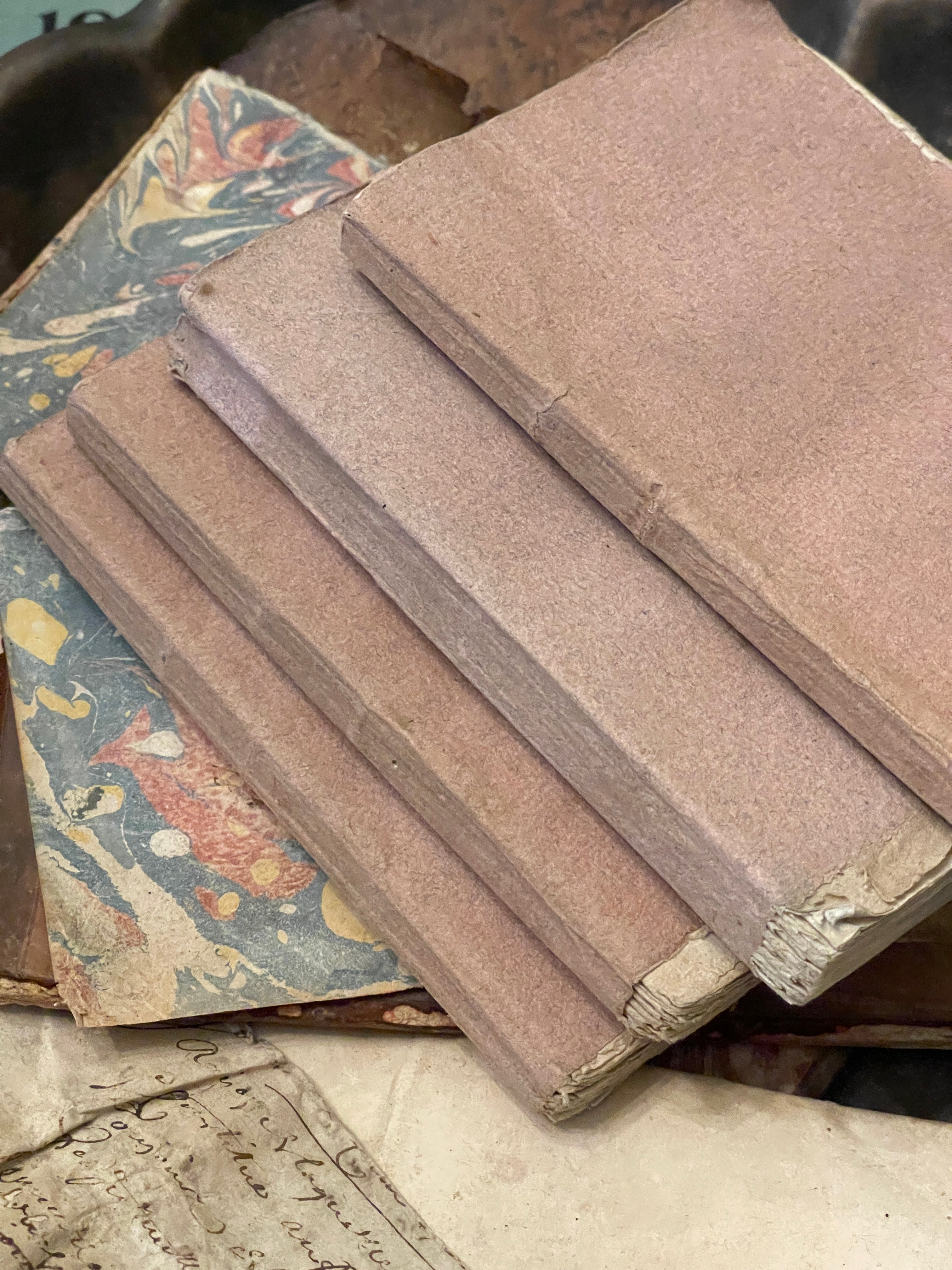 Darling Antique 1700's Pale Pink French Books