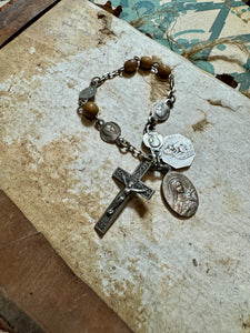 Antique French Rosary Piece with Small Medals - RO8A