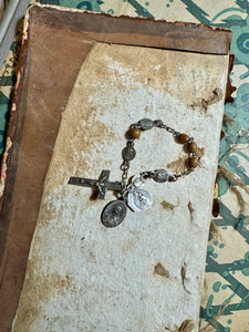 Antique French Rosary Piece with Small Medals - RO8A